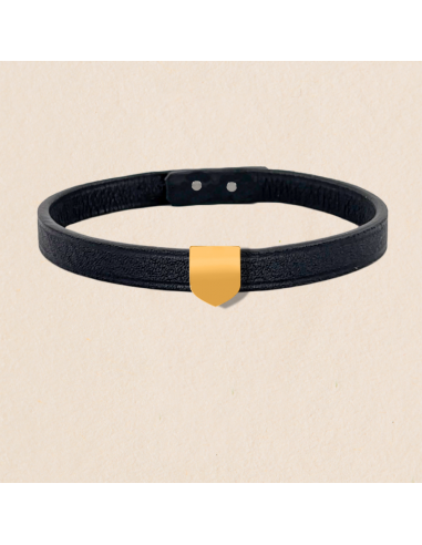 Bracelet cuir simple tour personnalisable - Blason taille L en stock