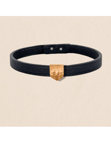 Bracelet cuir simple tour personnalisable - Blason taille L martelé Le MVP de beaucoup