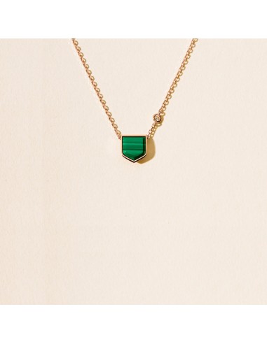 Collier Blason d'Or jaune pavé malachite sur chaîne - taille M paiement sécurisé