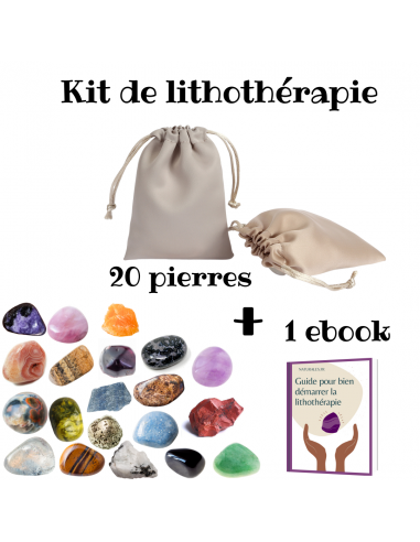 Kit lithothérapie - Lot de 20 pierres pour débutants ou passionnés et 1 ebook Venez découvrir notre 