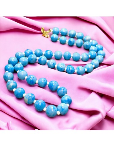 Collier sautoir "DREAM" Pierres d' Agate bleue ouvre sa boutique