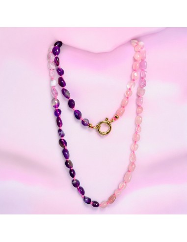 Collier sautoir "PINK" Pierres Améthyste Kunzite et Quartz Rose 50-70% off 