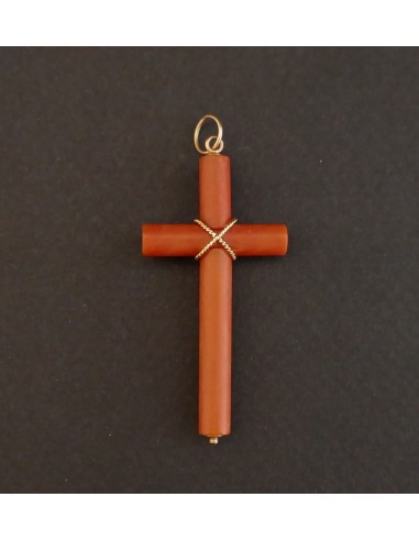 Pendentif Croix En Corail Ancien la livraison gratuite