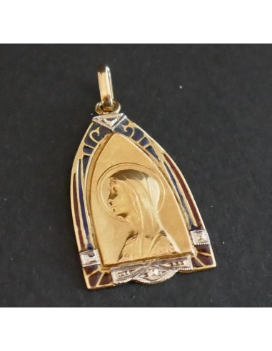 Médaille Art Nouveau Plique à Jour Signée J.holy, Or 18 Carats Dans la société mordern