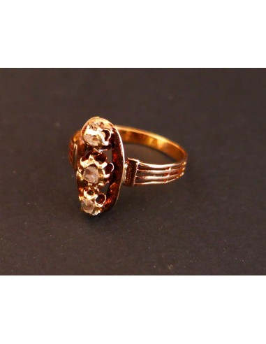 Bague Ancienne Sertie De 3 Diamants Taille Rose, Poinçon Tête De Cheval À commander