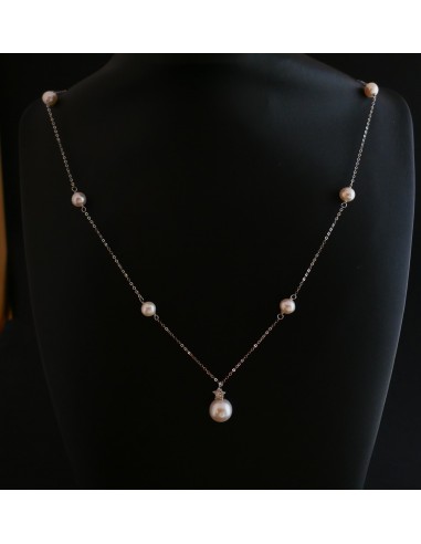 Collier De Perles Et Diamants, Or Blanc 18 Carats de la marque