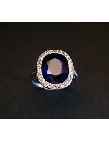 Bague Saphir 6,8 Carats Et Diamants, Monture En Platine. Certificat. 2 - 3 jours ouvrés.