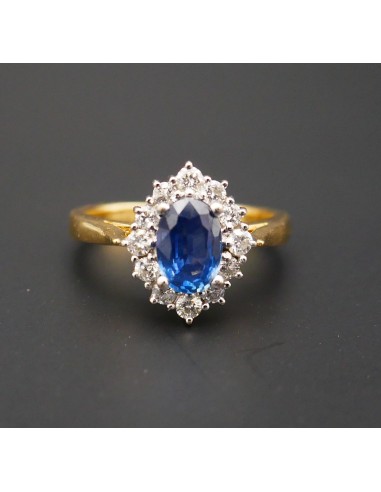 Bague Saphir Et Diamants, Or Jaune Et Or Blanc 18 Carats Toutes les collections ici